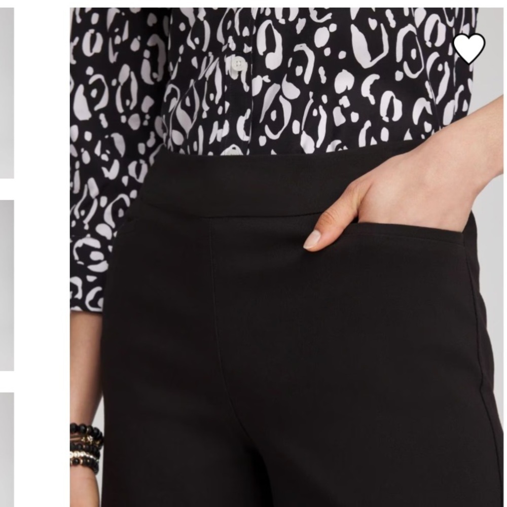 Chico's Black Wide-Leg Pull On Cropped Pants with Button Detail Hem. Chico’s 1 - Picture 2 of 8